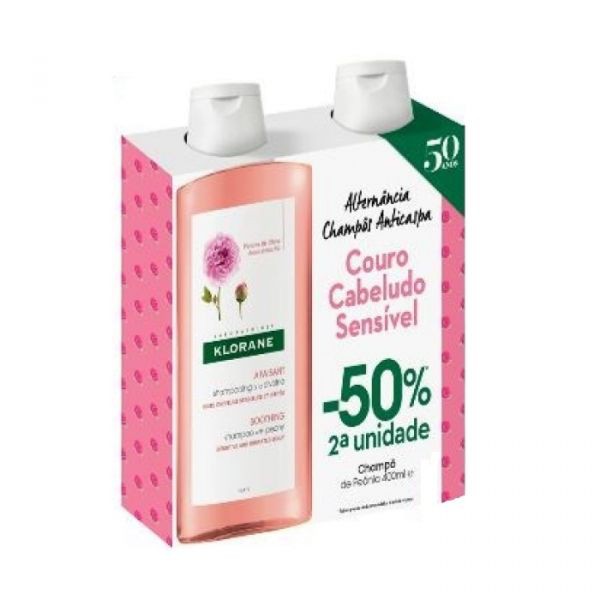 Klorane Duo Champô Suave Couro Cabeludo Irritado - 400 ml (x2 unidades) c/ Desconto 50% 2ª Embalagem