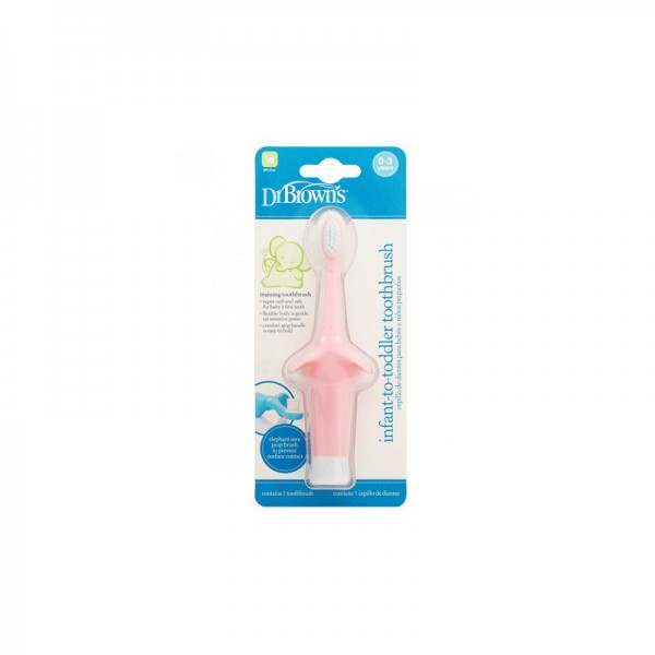 Dr Browns Escova Dentes Elefante_ 0-3 Anos_ Rosa