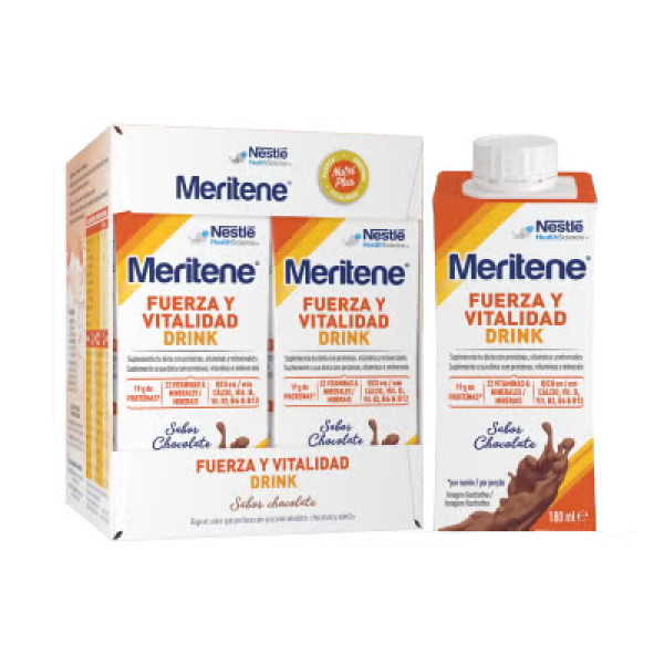 Meritene Força e Vitalidade Drink Chocolate - 180ml (x4 unidades)