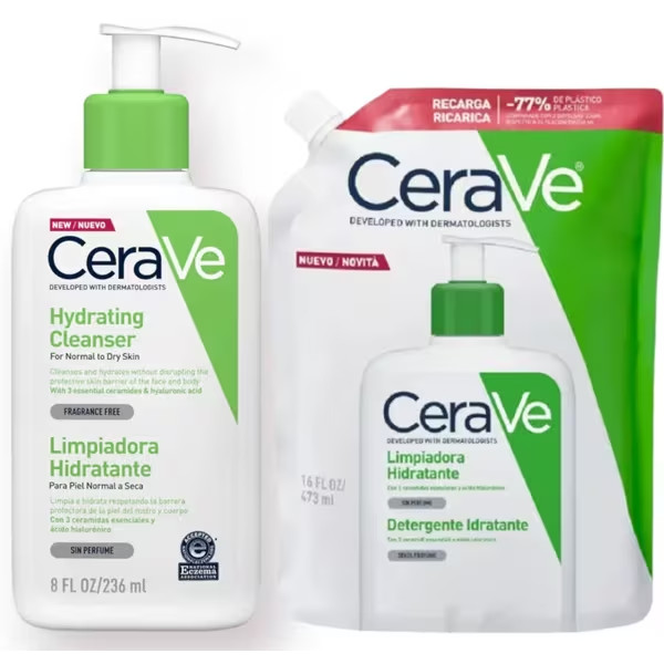 Cerave Creme Hidratante Limpeza 473ml + Recarga de 473ml
