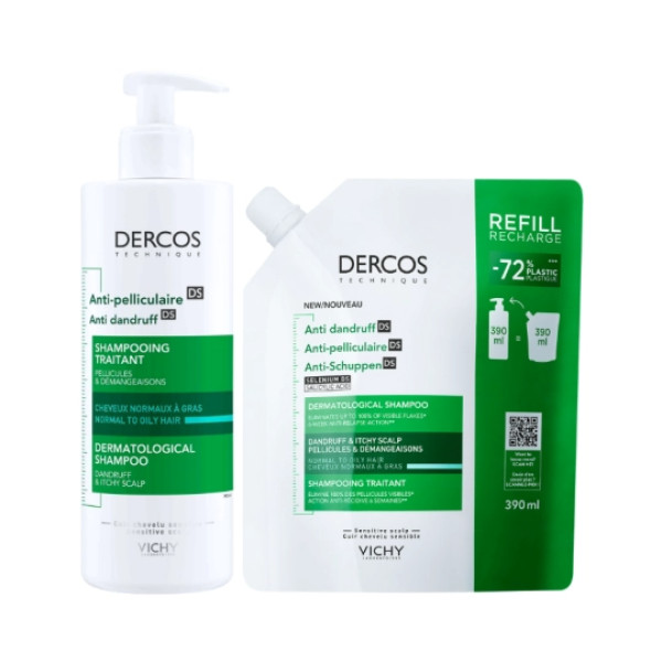 Dercos Champô Caspa Oleosa 390ml + Refill 390ml Dercos Champô Caspa Oleosa 390ml + Refill 390ml