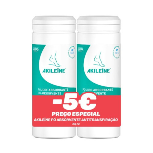Akileine Transpiração Pó Absorvente - 75g (Pack Duplo)