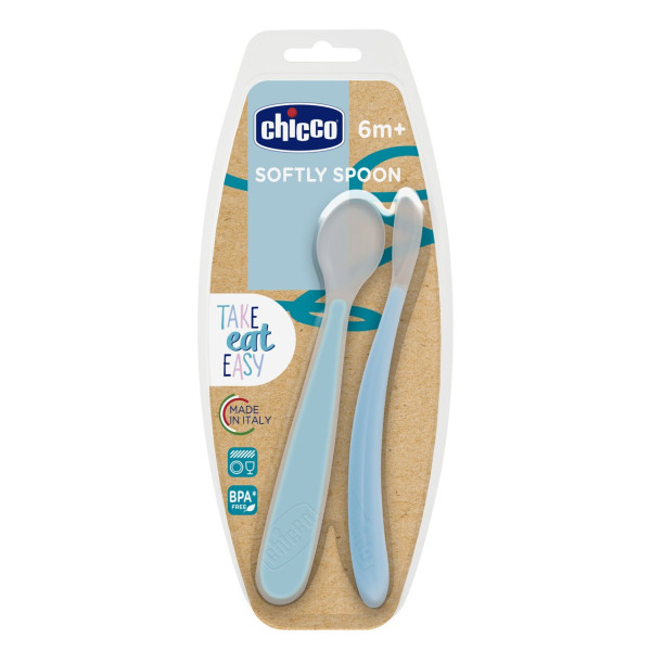 Chicco  Colher Silicone Azul 6M+ - Pack Duplo (ref. 6828260000)