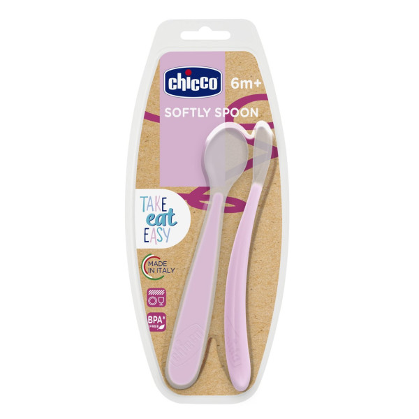 Chicco Colher Silicone Rosa 6M+ - Pack Duplo (ref 6828160000 )