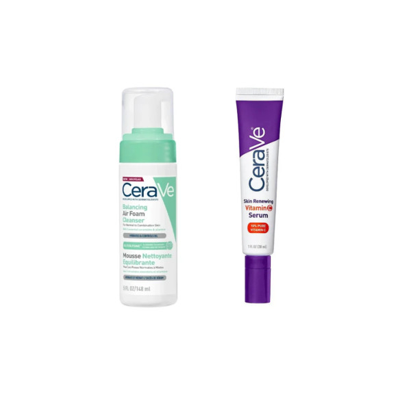 Cerave Air Foam Limpeza 148ml + Cerave Sérum Vitamina C 30ml