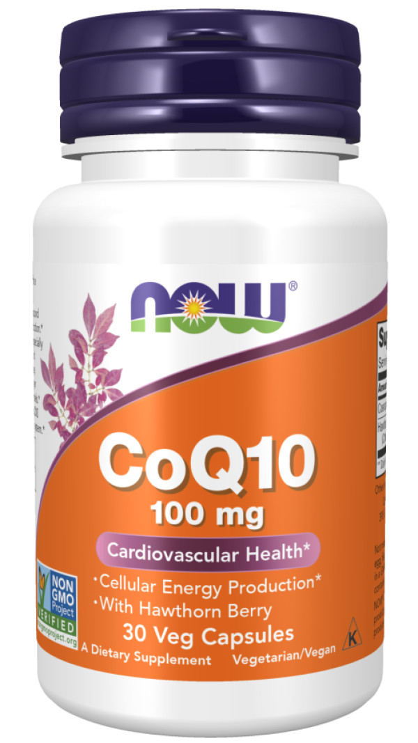 Now Coenzima Q10 100mg e Espinheiro-Alvar (x30 Cápsulas Vegetais)