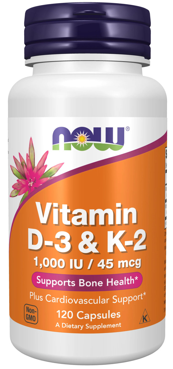 Now Vitamin D3 (1000Ui) + K2 (45Mcg) (x120 Capsulas)