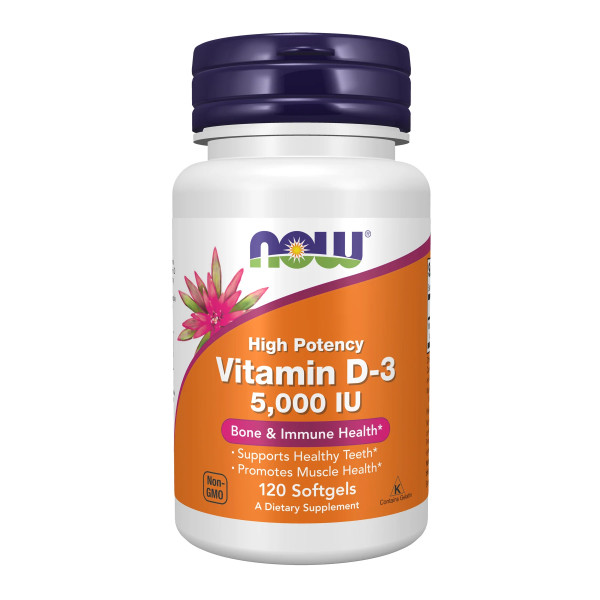 Now Vitamin D3 (5000IU) (x120 Capsulas moles)