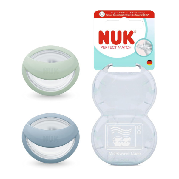 Nuk Perfect Match Chupeta Verde e Azul 0-6M x2