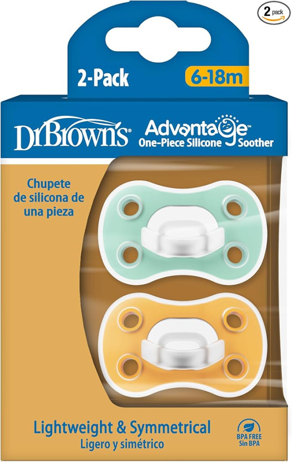 Dr Browns Advantage Chupeta Verde /Amrela  6-18meses x 2unidades