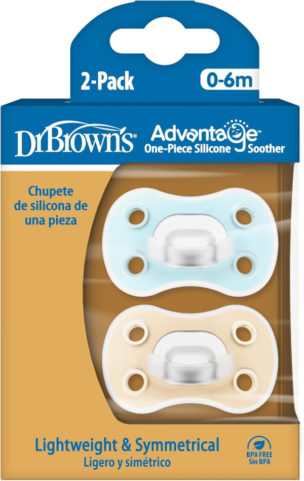 Dr Browns Advantage Chupeta Azul / Creme 0-6meses x 2unidades Dr Browns Advantage Chupeta Azul / Creme 0-6meses x 2unidades