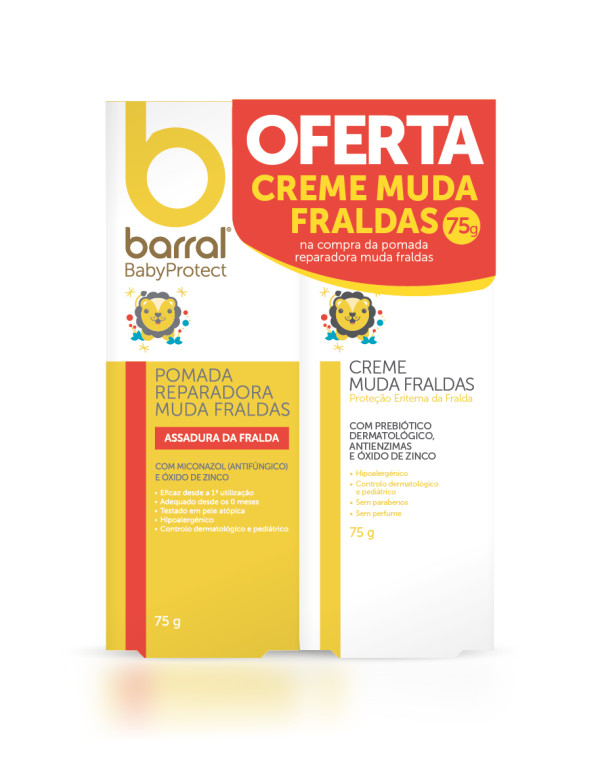Barral Babyprotect Pomada Muda fralda Miconazol - 75ml + Oferta creme  - 75ml