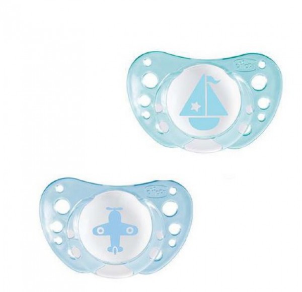 Chicco Chupeta Physio Air Azul Silicone 0-6m+ (X2 unidades)